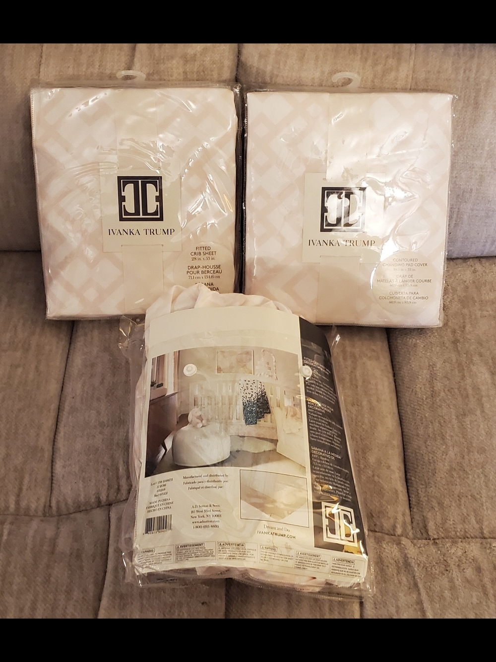 Ivanka Trump Cream Geometric Crib Bedding - Soft Neutral